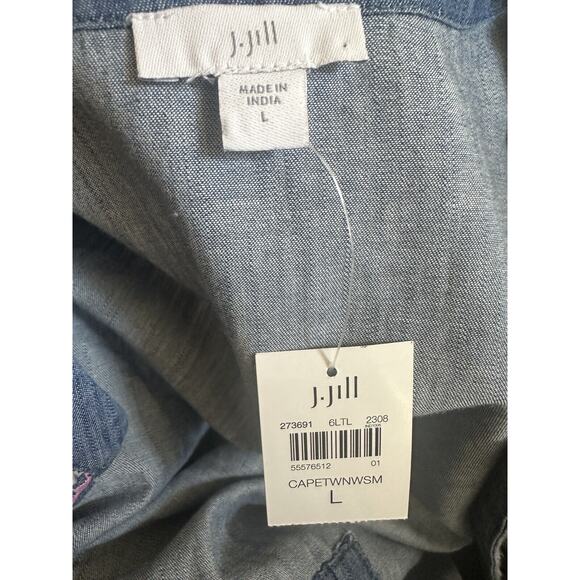 NWT J. Jill Embroidered Indigo Open Front Jacket Floral Blue Women's Size Large - Picture 5 of 14